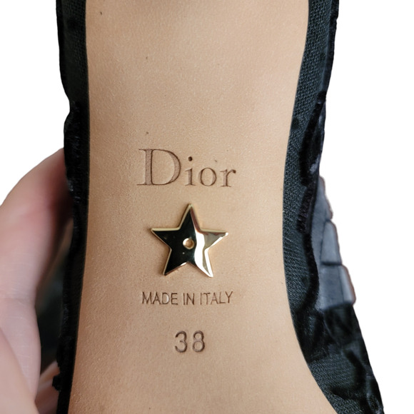 Christian Dior Black Dioreve Embroidered Pointed Toe Ankle Boots Velvet 8 38 - Picture 4 of 11